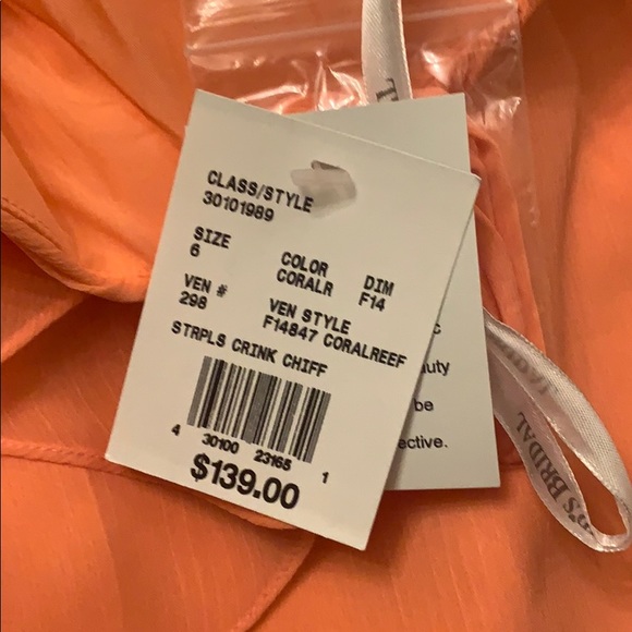 David’s Bridal Neon Pink Strapless Wedding Dress - Picture 3 of 8